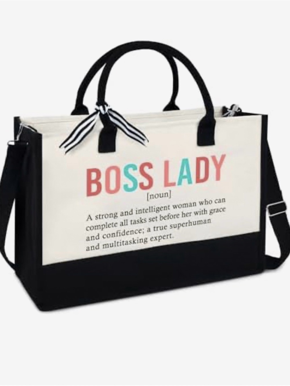 BOSS LADY Canvas Large Tote Bag Office Wear Workwear Career Business Casual - Picture 16 of 16